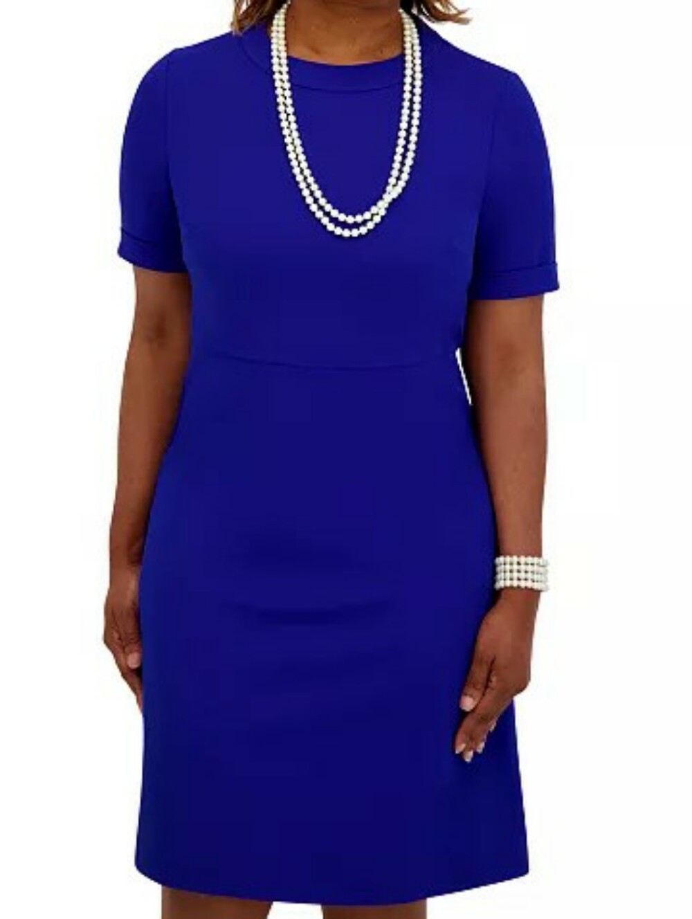 Kasper ASL Royal Blue Sheath Short Sleeve Dress Size 8 Career Club Corporate NEW